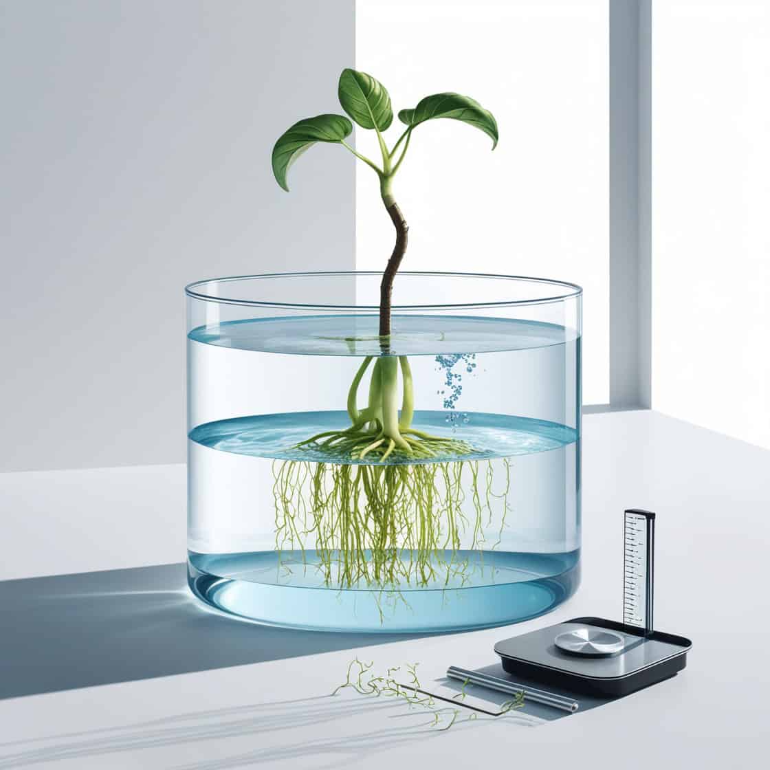 How much of the roots should be submerged in deep water culture reservoir