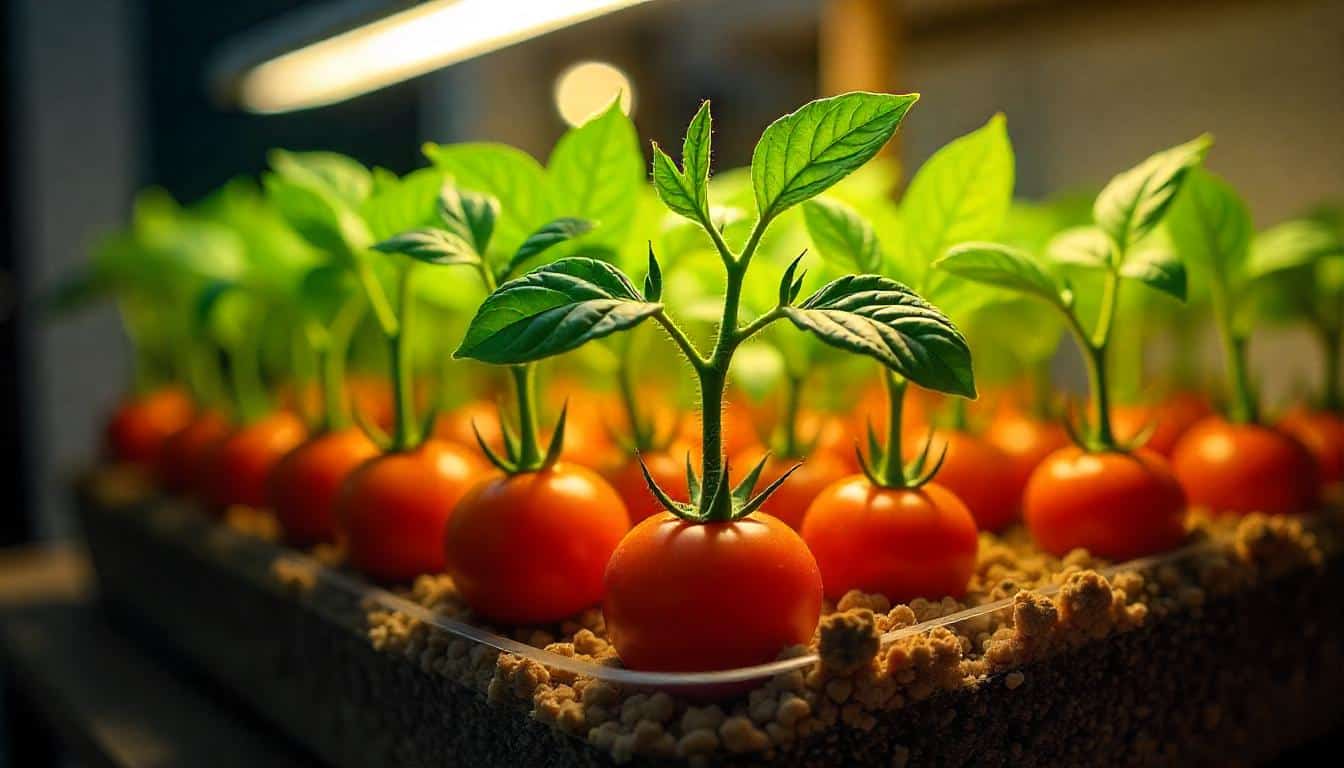 Vibrant tomatoes emerging from a nutrient-rich growing environment, highlighting the vital role of carefully selected grow media in supporting the growth and development of tomato plants